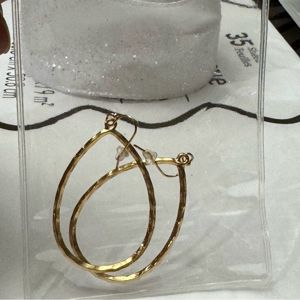 Teardrop Gold Hoop Earrings NWOT
